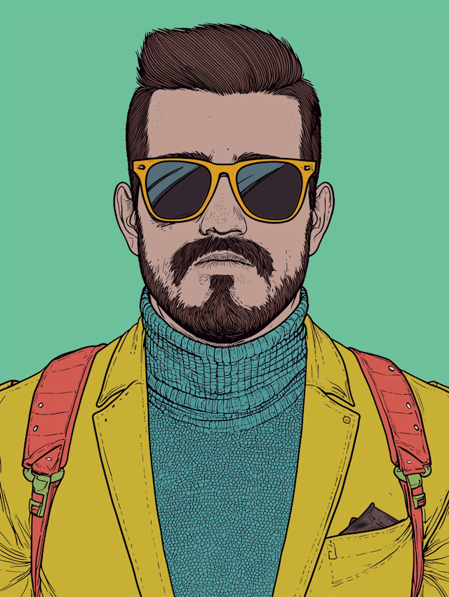 Stylized Man with Beard and Sunglasses