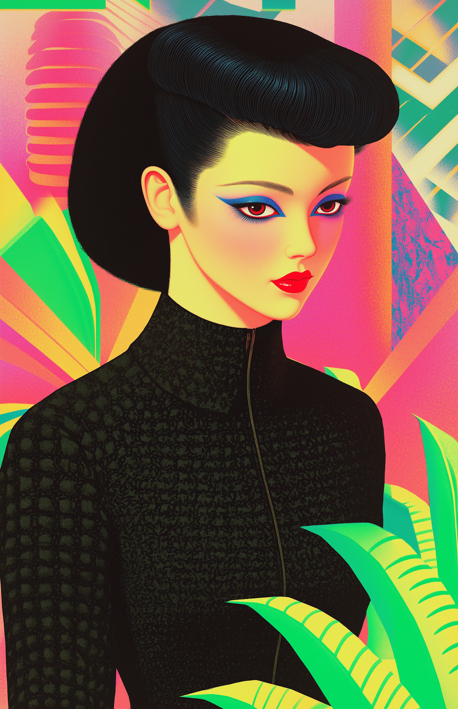 Stylized Female Portrait in Vivid Colors