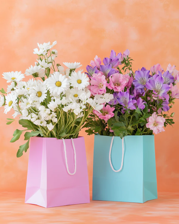Pastel Gift Bags & Flowers