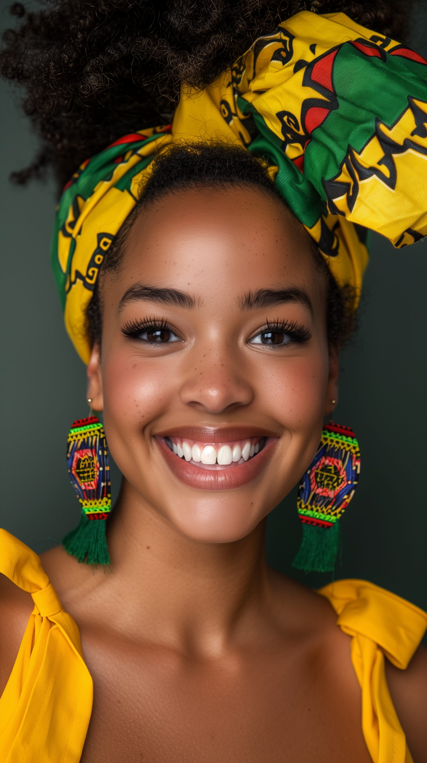 Smiling Woman with Colorful Headscarf