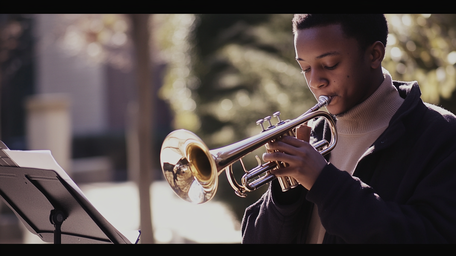 Young Musician Playing Trumpet