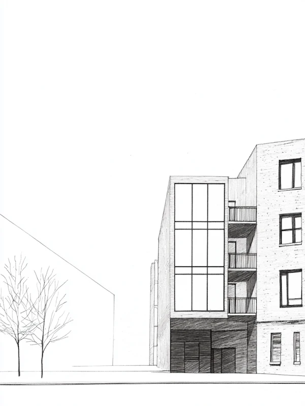 Modern Building Architectural Drawing