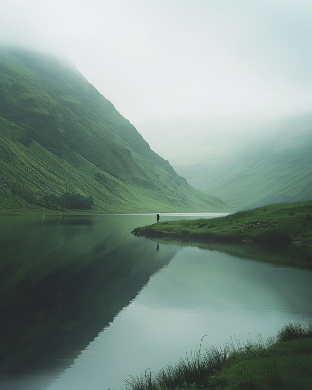 Serene Landscape with Solitary Figure