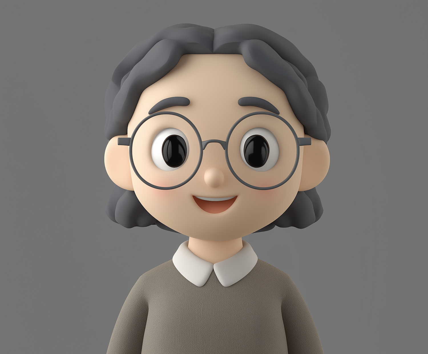 Cheerful 3D Female Character with Glasses