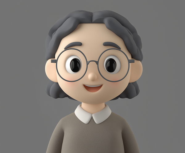 Cheerful 3D Female Character with Glasses