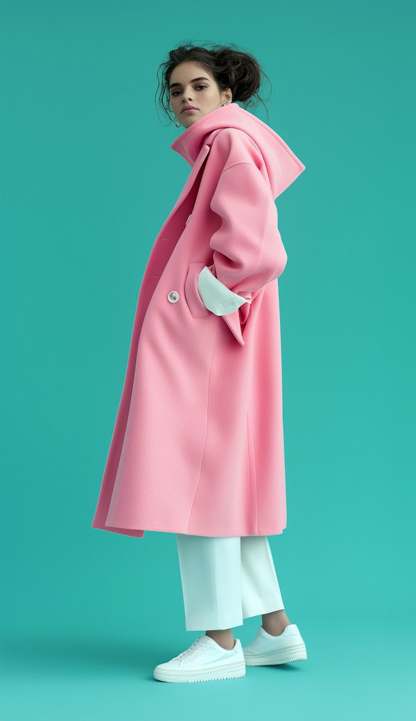 Stylish Woman in Pink Coat