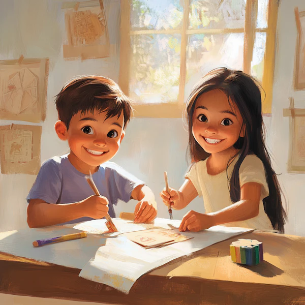 Children Engaged in Creative Activity