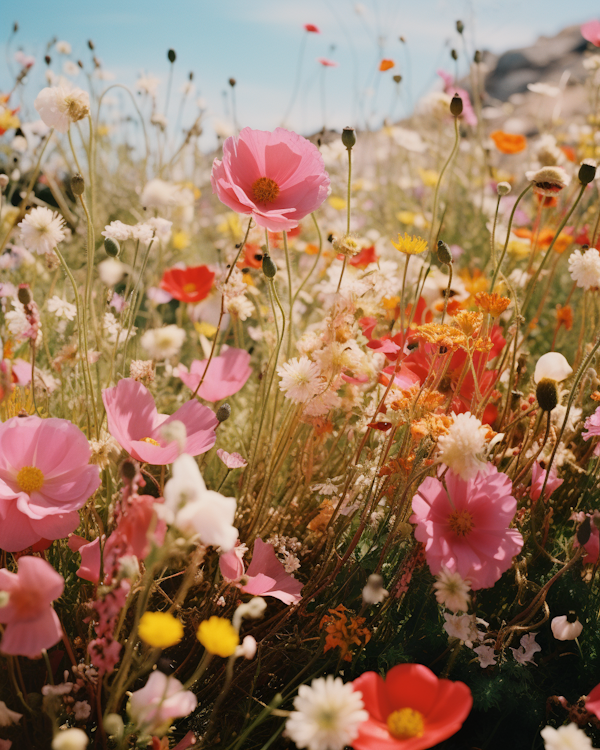 Sunlit Wildflower Meadow at Midday