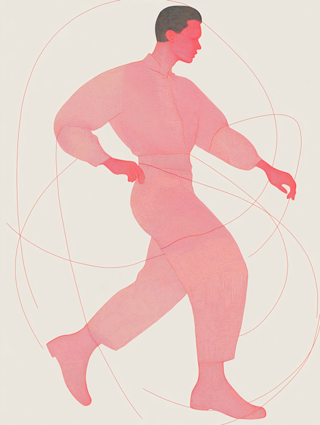 Dynamic Walking Figure Illustration