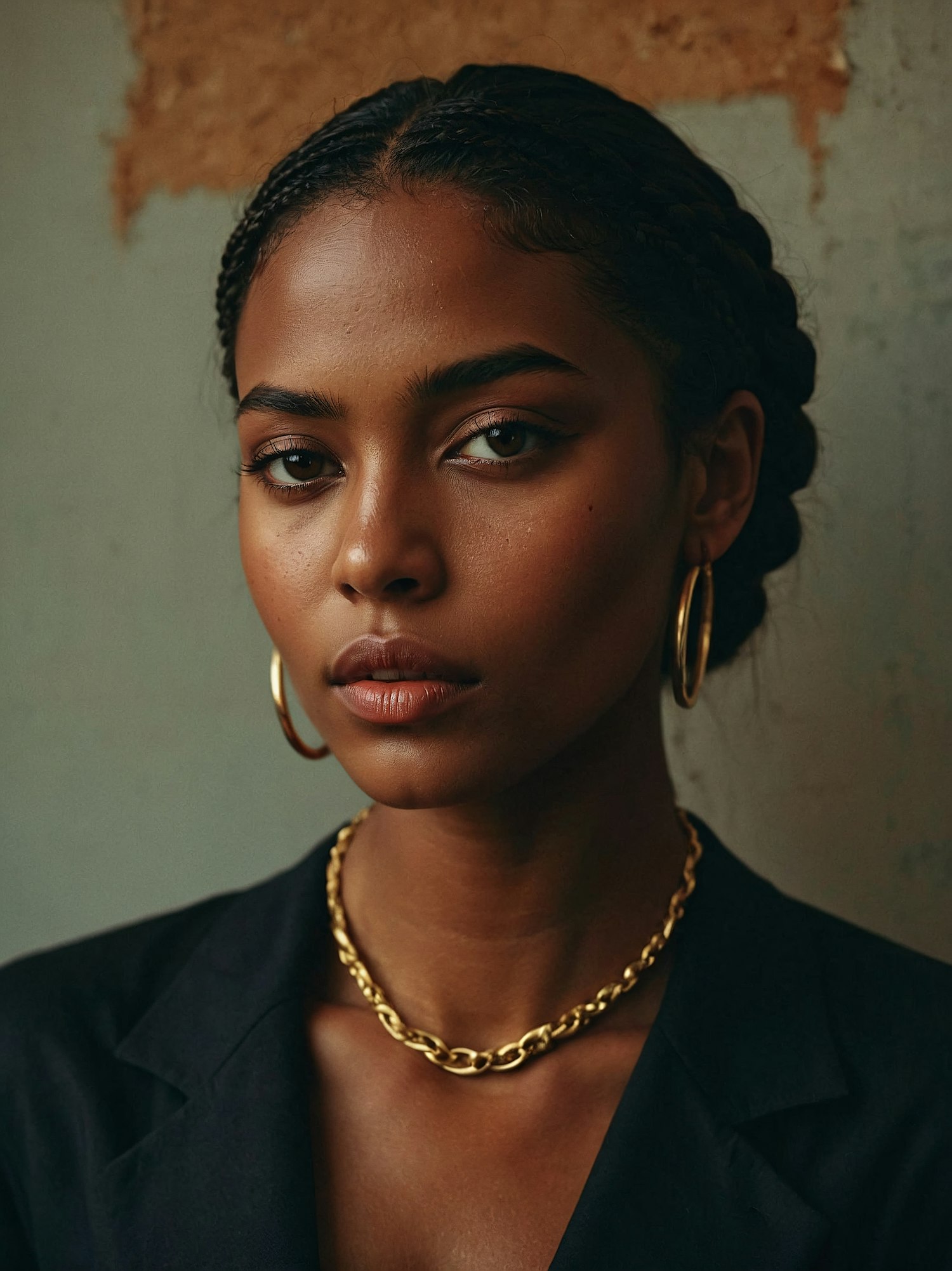 Portrait of a Woman with Gold Accessories