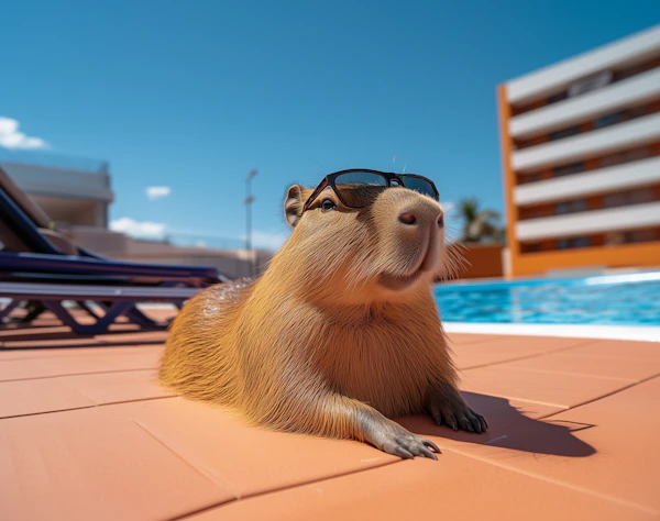 Capybara Poolside Chill