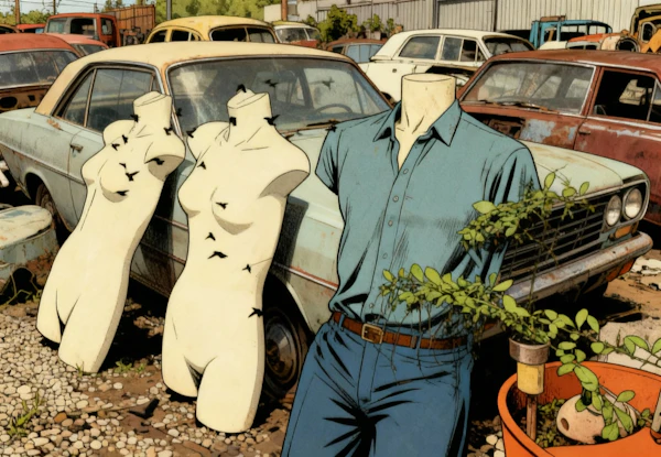 Surreal Junkyard Scene