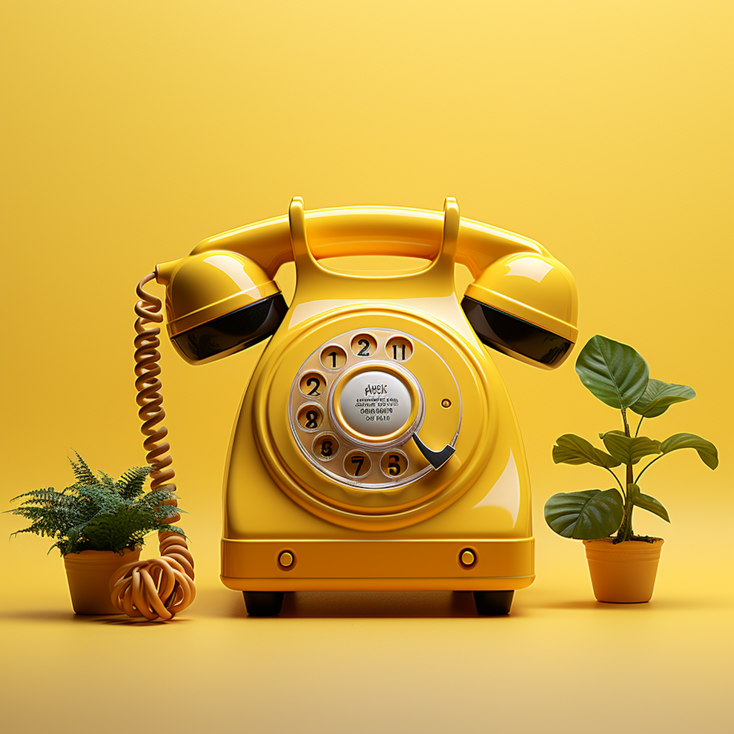 Yellow Vintage Telephone with Monochromatic Backdrop