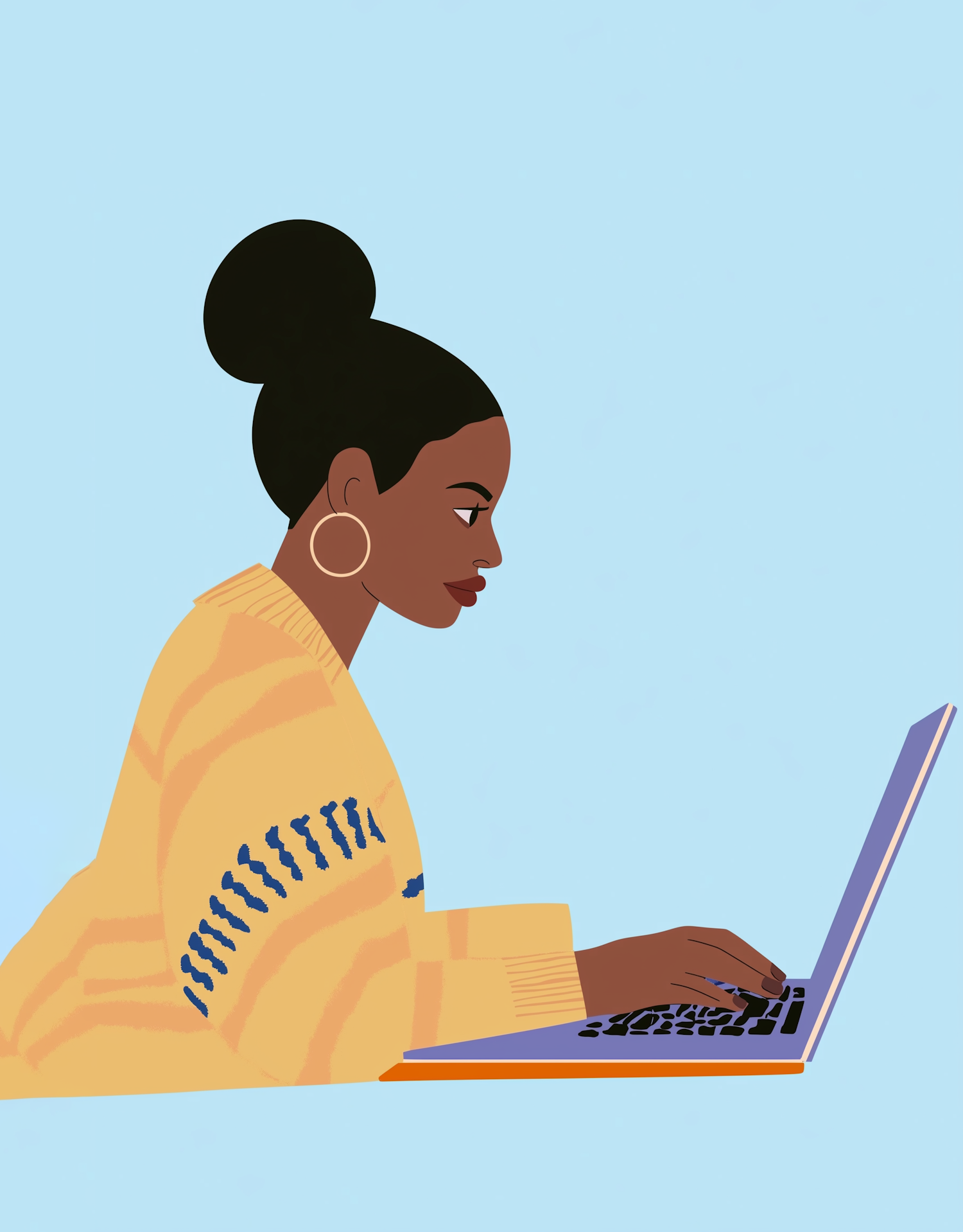 Woman Working on Laptop Illustration