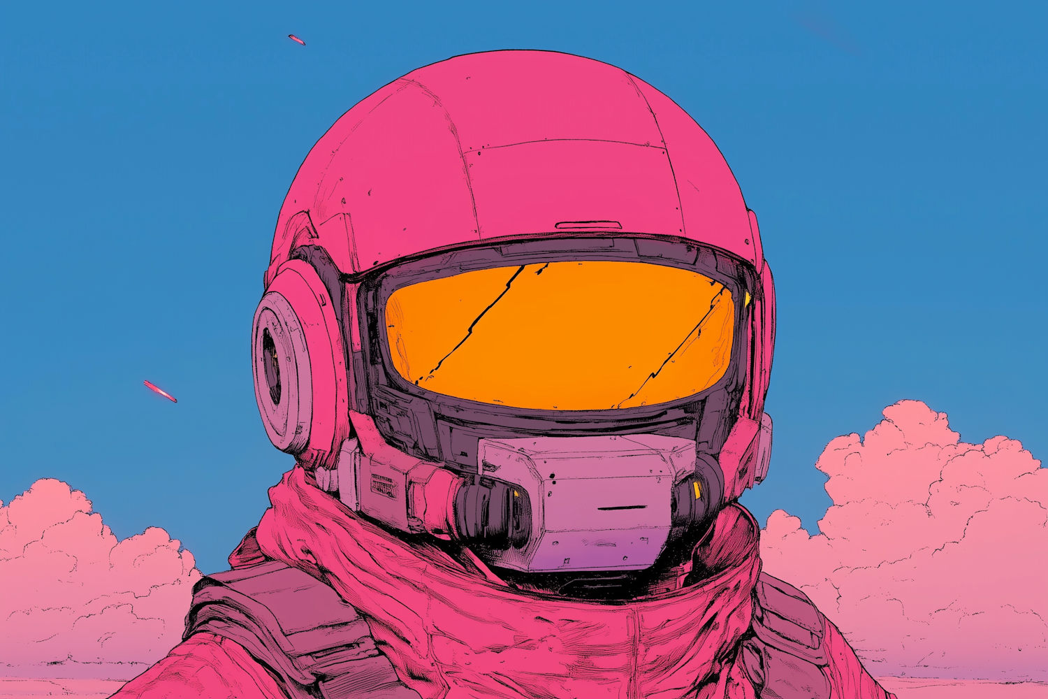 Futuristic Astronaut in Pink Spacesuit