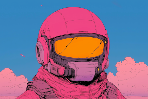 Futuristic Astronaut in Pink Spacesuit