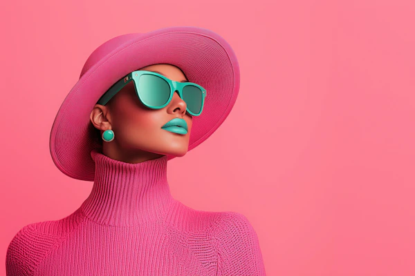 Pink and Turquoise Portrait