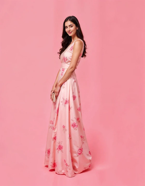 Elegant Woman in Pink Dress