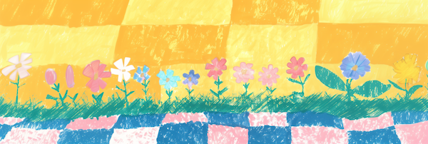 Child-Like Field of Flowers Illustration