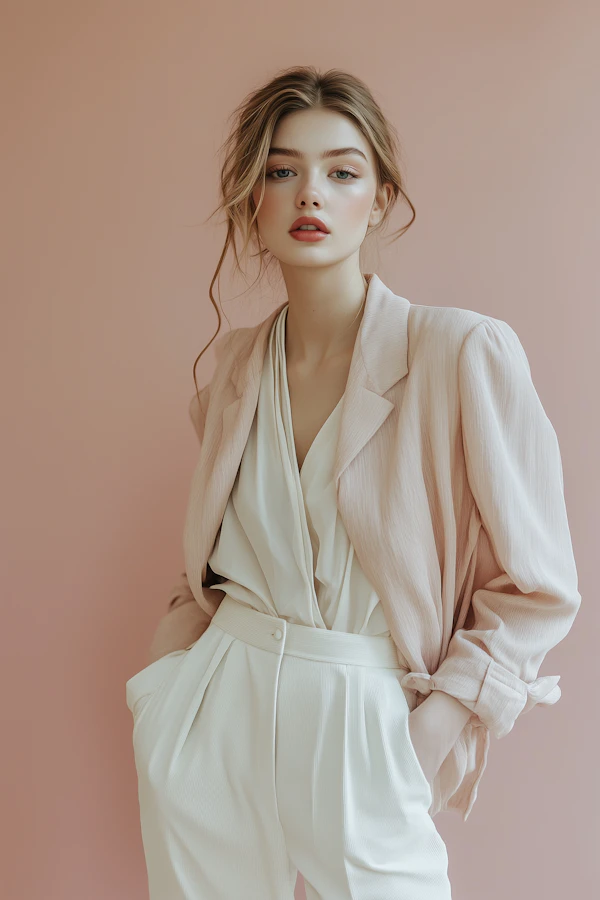 Elegant Woman in Pastel Fashion