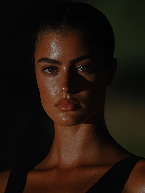 Close-up Portrait with Warm Lighting