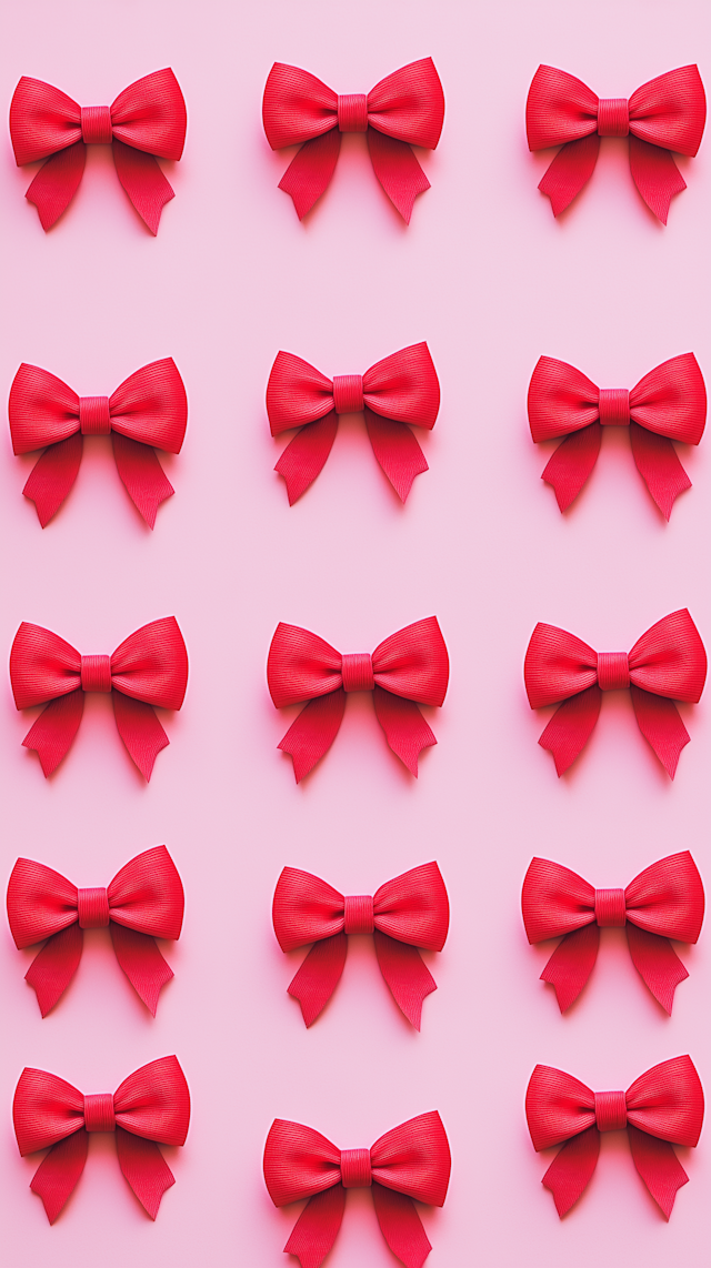 Red Bows on Pink Background