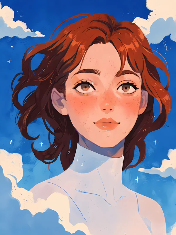 Serene Woman with Auburn Hair