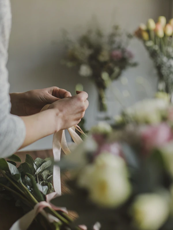 Tying Floral Bouquet