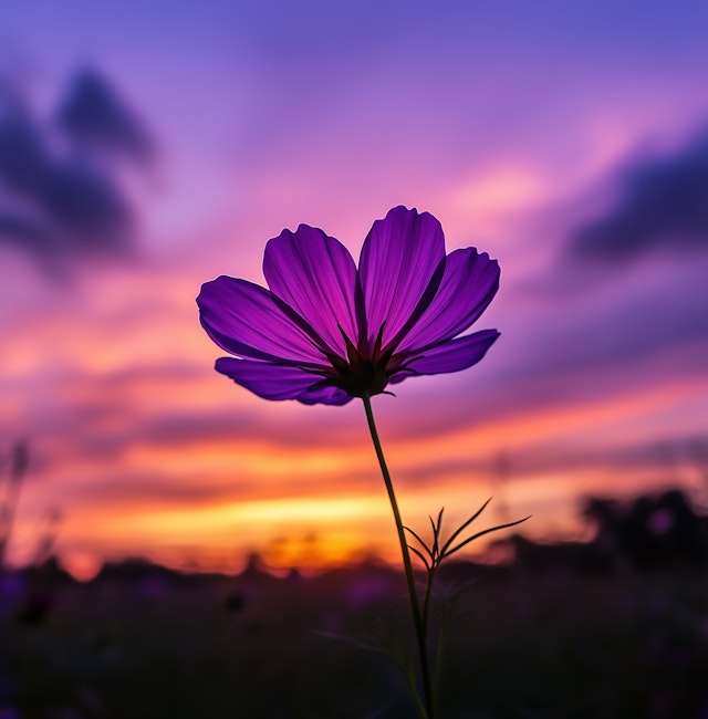 Vibrant Purple Flower at Sunset