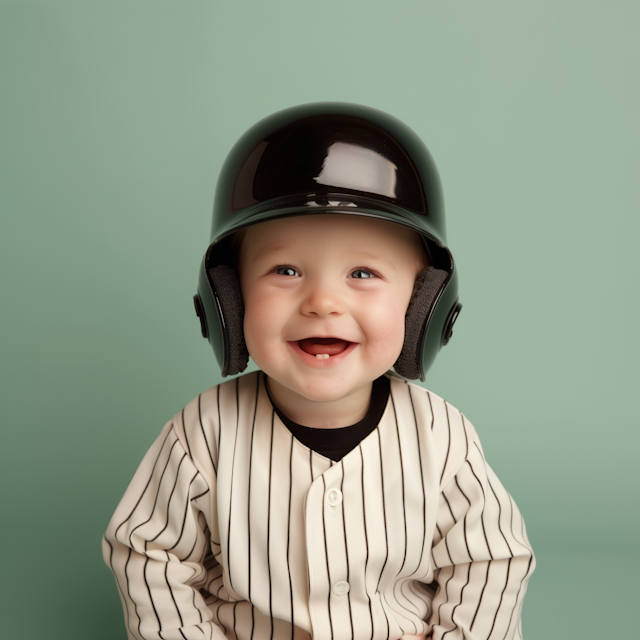 Joyful Child in Baseball Gear