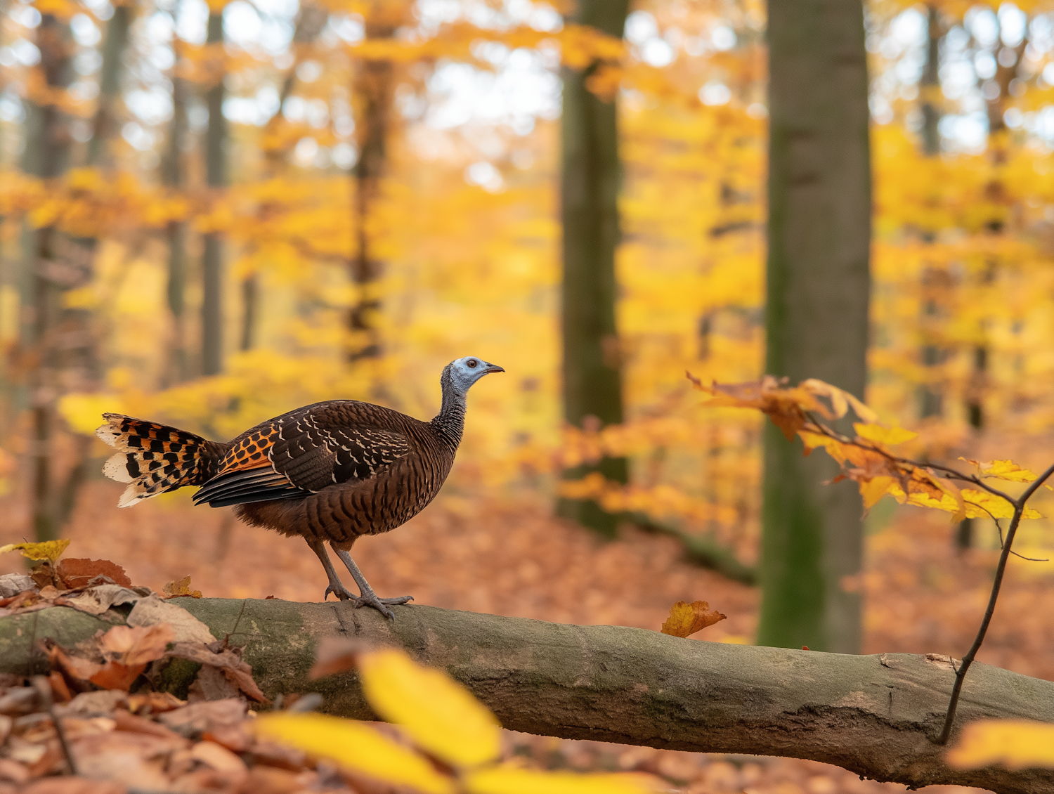 Wild Turkey in Autumn Forest