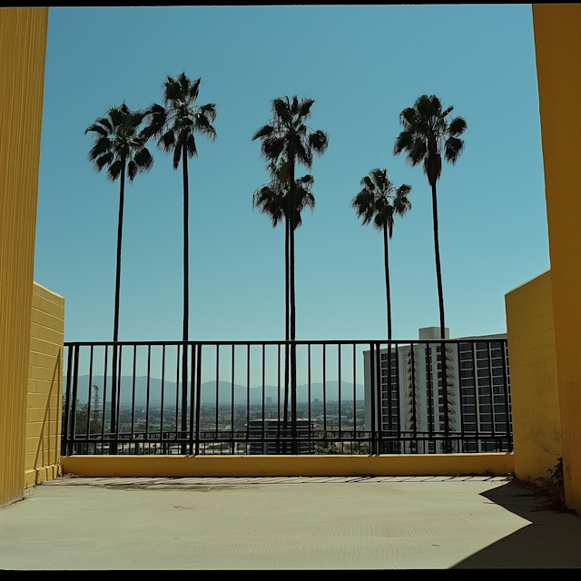 Sunny Urban Vista with Palms