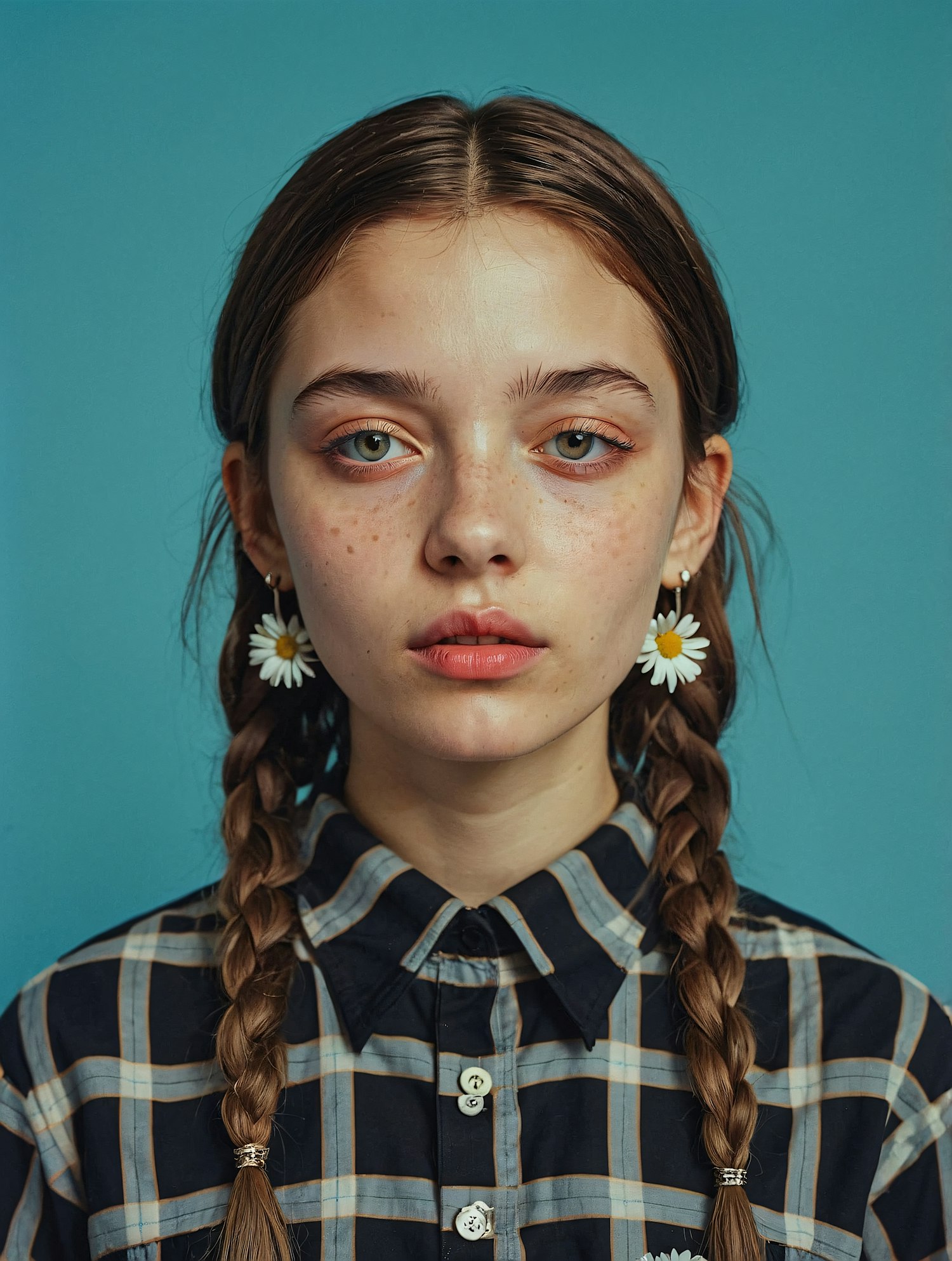 Portrait of a Young Girl with Braids