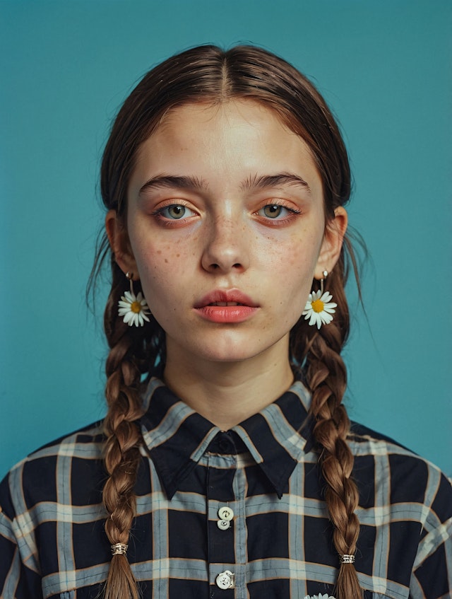 Portrait of a Young Girl with Braids