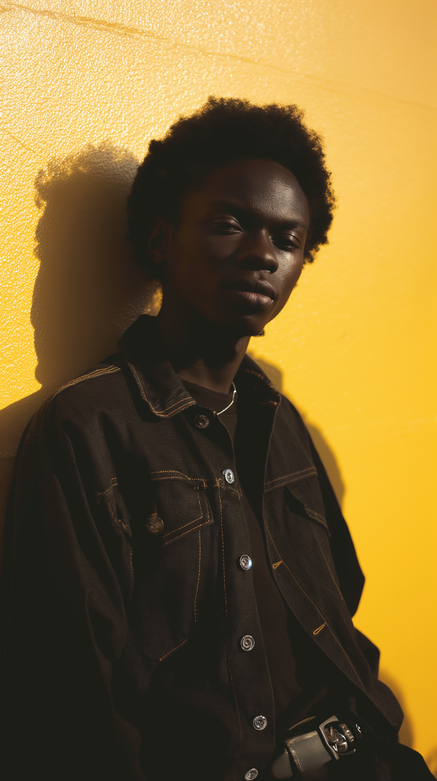 Contemplative Profile Against Yellow