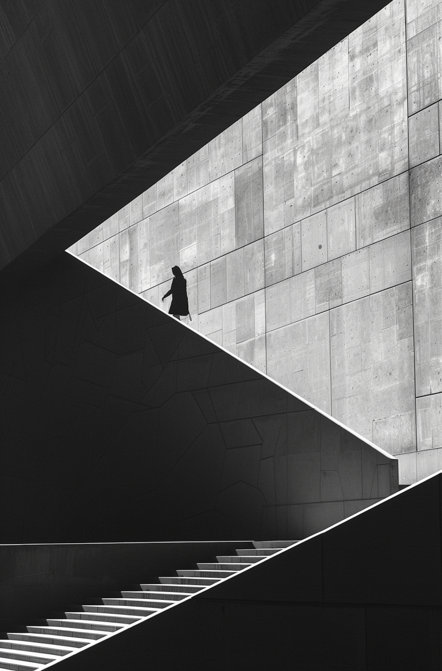 Solitary Figure in Geometric Light