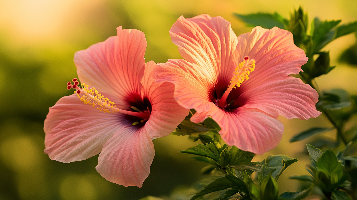 Vibrant Pink Hibiscus Flowers