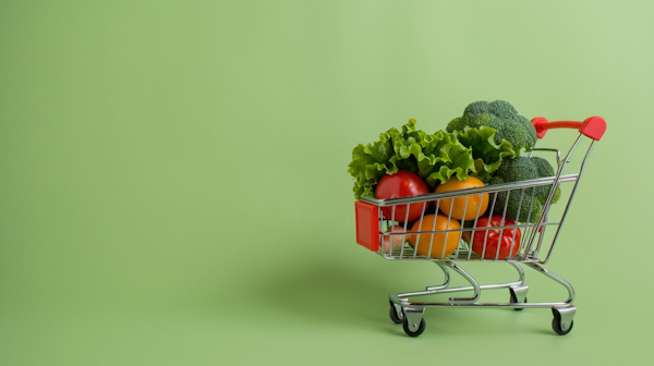 Mini Shopping Cart with Vegetables