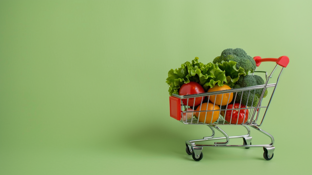 Mini Shopping Cart with Vegetables