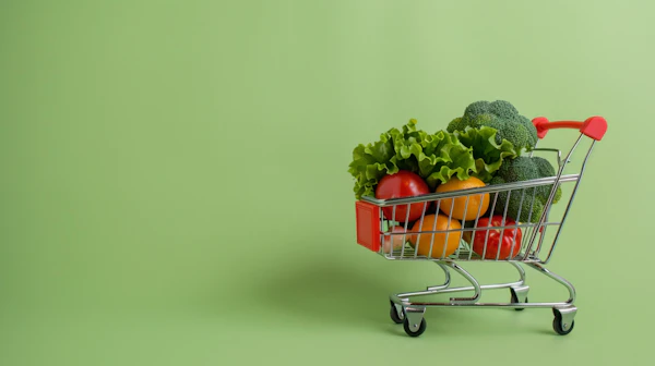 Mini Shopping Cart with Vegetables