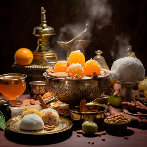 Oriental Sweet Delicacies in Brass Ambiance