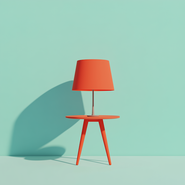 Modern Orange Lamp on Matching Table