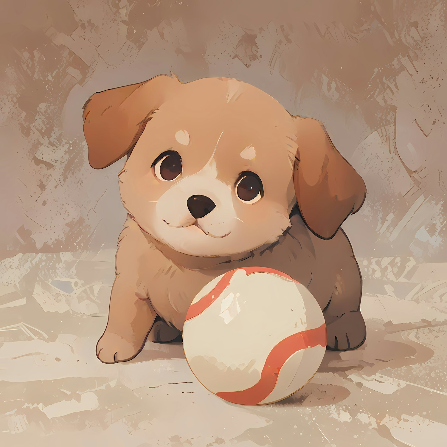 Playful Puppy with Ball