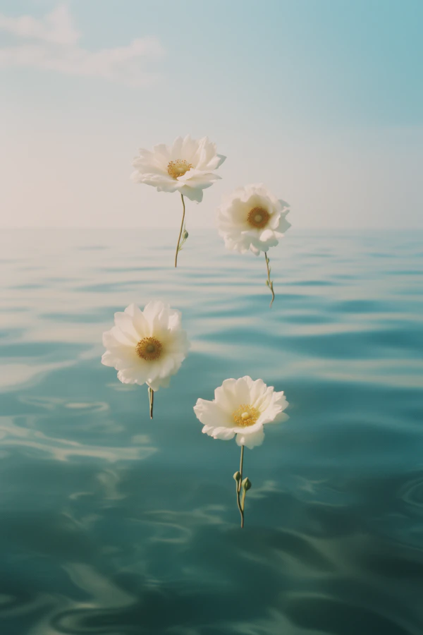 Floating White Flowers
