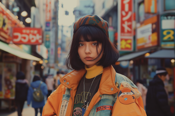 Contemplative Woman in Urban Tokyo