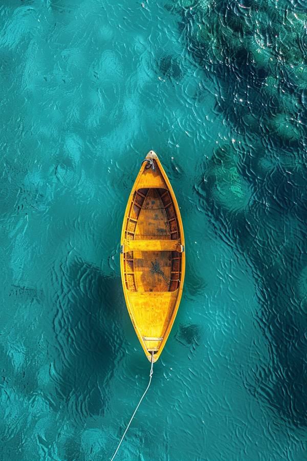 Solitary Boat on Turquoise Sea