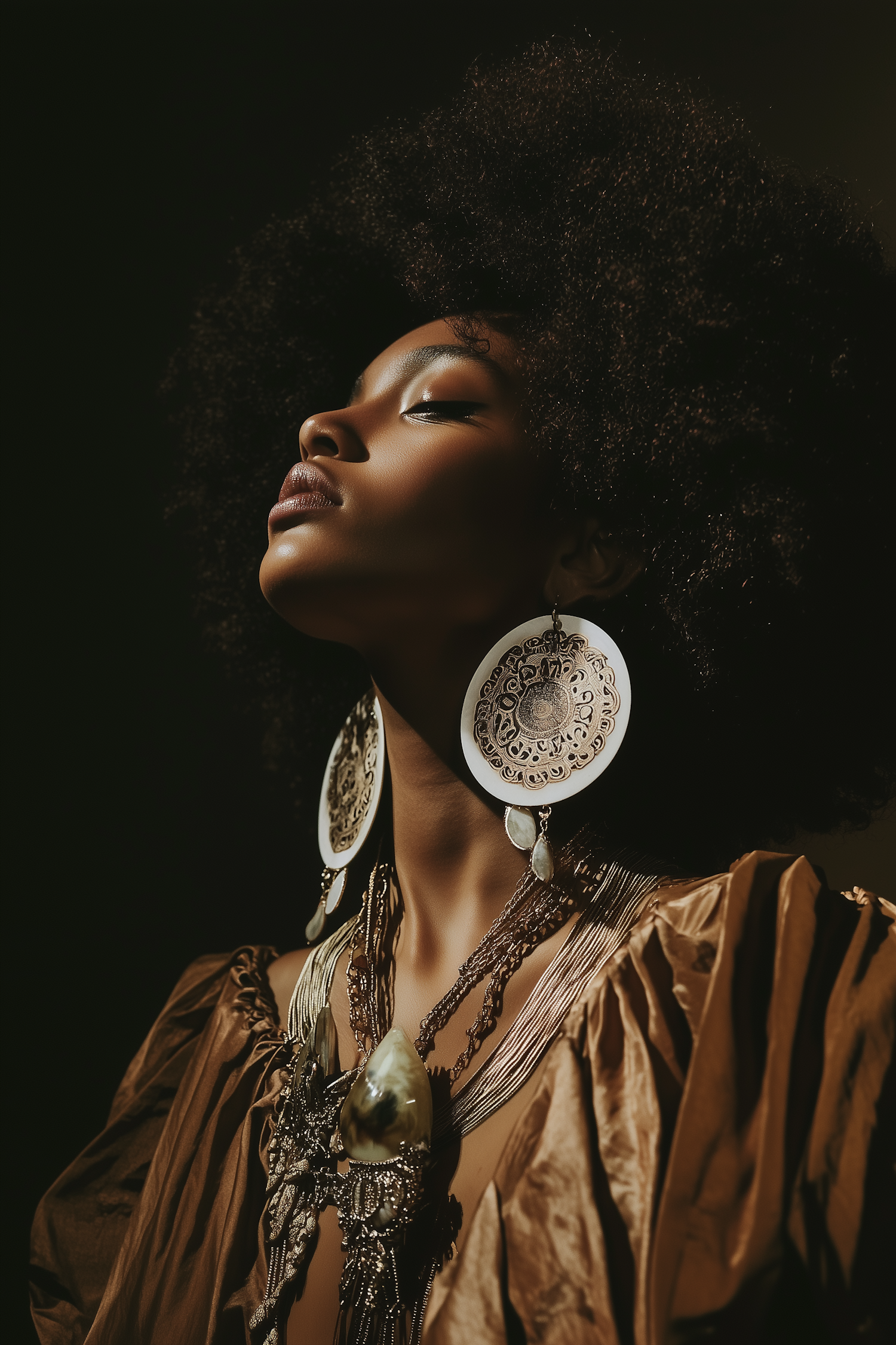 Portrait of a Woman with Ornate Jewelry