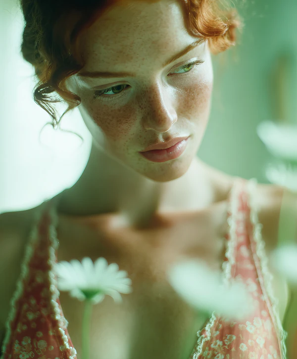 Serene Red-Haired Woman