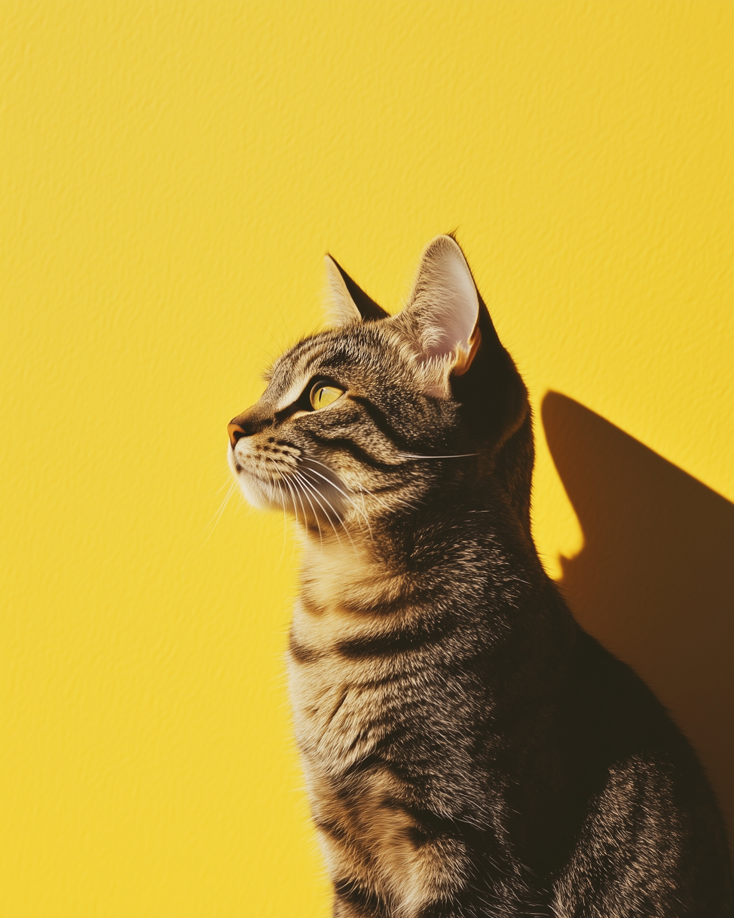 Tabby Cat on Yellow Background