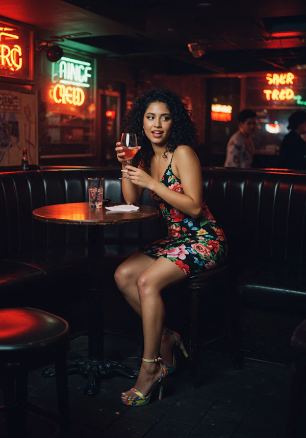 Woman in Retro Bar